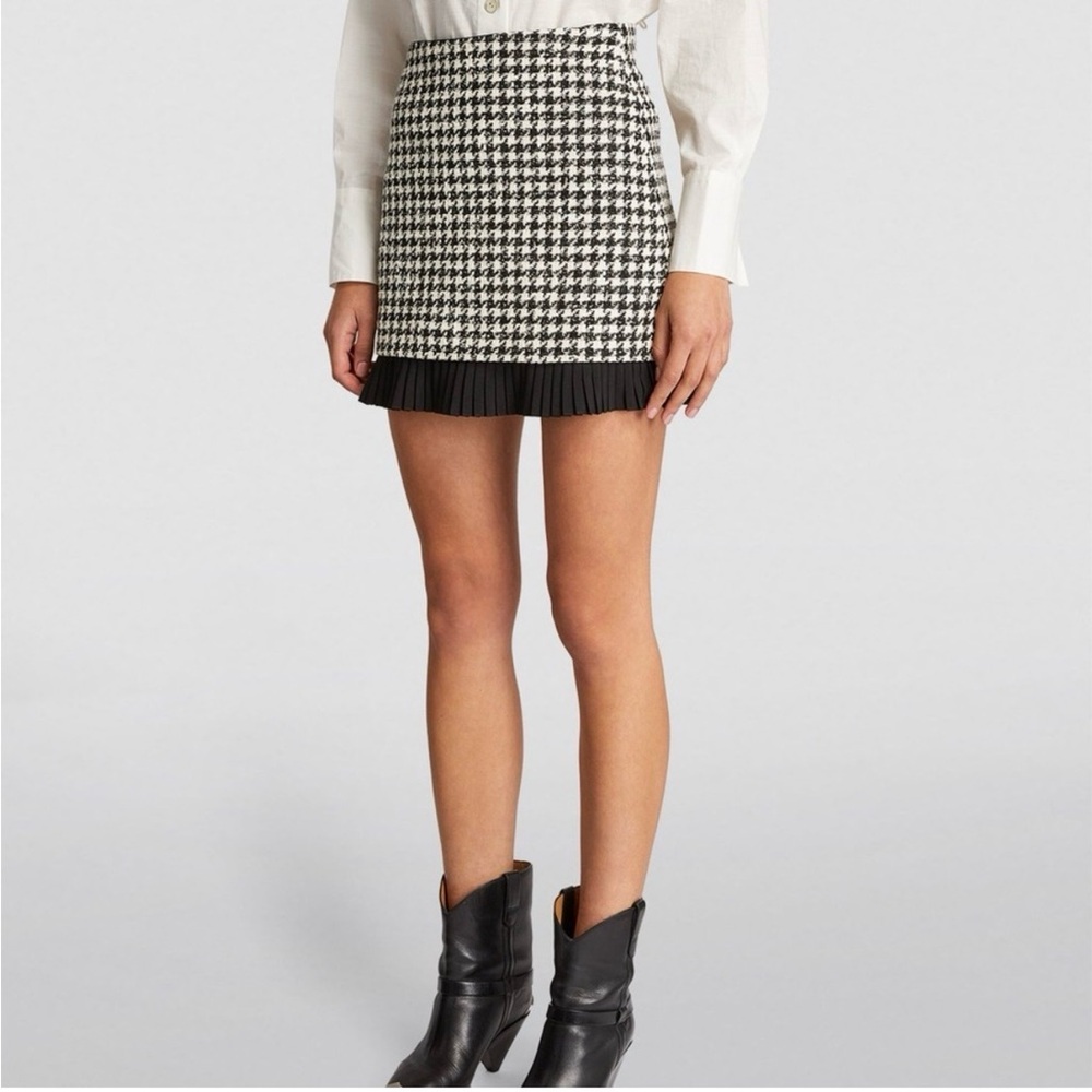 Sandro Paris Savannah short houndstooth tweed skirt